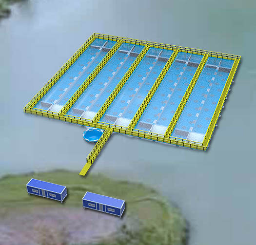 受控悬浮式池塘循环水养殖模块，工厂化养殖，