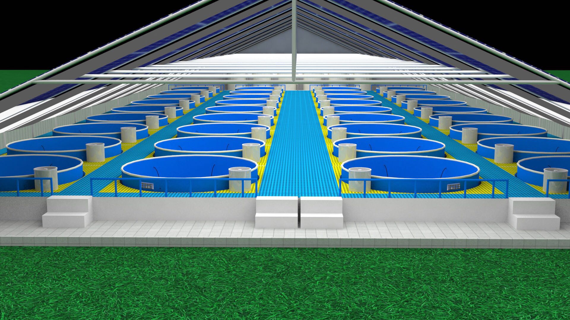泰国室内循环水养殖项目的设计图与实景图